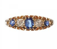 EDWARDIAN 18CT GOLD SAPPHIRE AND DIAMOND RING at Ross's Online Art Auctions