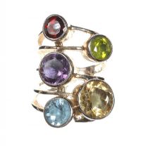 STERLING SILVER MULTI-COLOUR GEMSTONE DRESS RING at Ross's Online Art Auctions