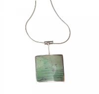 STERLING SILVER PENDANT SET WITH A MARBLED MINT-GREEN STONE ON A STERLING SILVER SNAKE LINK CHAIN at Ross's Online Art Auctions