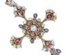 LARGE STERLING SILVER CROSS PENDANT SET WITH A VARIETY OF GEMSTONES at Ross's Online Art Auctions