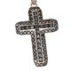 LARGE STERLING SILVER CROSS PENDANT SET WITH JET ON A STERLING SILVER BELCHER CHAIN at Ross's Online Art Auctions