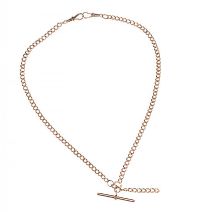 9CT ROSE GOLD CURB LINK CHAIN WITH T-BAR at Ross's Online Art Auctions