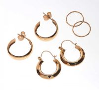 ASSORTMENT OF 9CT GOLD EARRINGS (THREE IN NUMBER) at Ross's Online Art Auctions
