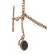 9CT ROSE GOLD ALBERT CHAIN WITH T-BAR AND FOB SET WITH BLOODSTONE AND CARNELIAN at Ross's Online Art Auctions