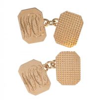9CT GOLD ENGRAVED GENT'S CUFFLINKS at Ross's Online Art Auctions