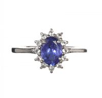 STERLING SILVER TANZANITE AND WHITE TOPAZ CLUSTER RING at Ross's Online Art Auctions