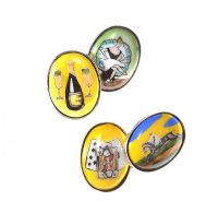 PAIR OF STERLING SILVER AND ENAMEL CUFFLINKS at Ross's Online Art Auctions