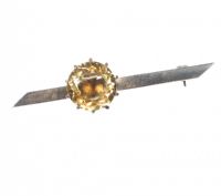 STERLING SILVER BAR BROOCH SET WITH A CITRINE at Ross's Online Art Auctions