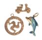 ASSORTMENT OF FOUR 9CT GOLD AND TWO GOLD-TONE METAL CHARMS at Ross's Online Art Auctions