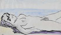FEMALE NUDE ON A BEACH by George Campbell RHA RUA at Ross's Online Art Auctions