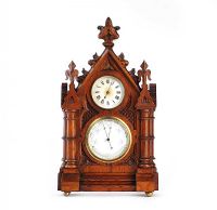 VICTORIAN OAK GOTHIC CLOCK BAROMETER at Ross's Online Art Auctions