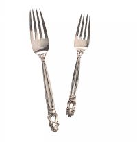 TWO GEORG JENSEN SILVER FORKS at Ross's Online Art Auctions