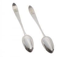 PAIR OF IRISH SILVER SERVING SPOONS at Ross's Online Art Auctions