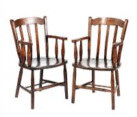 PAIR OF VICTORIAN ELM COUNTRY ARMCHAIRS at Ross's Online Art Auctions