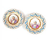 PAIR OF FRENCH HAND PAINTED PLATES at Ross's Online Art Auctions