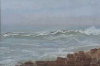 WAVES ON THE ROCKS by Mary Wilson at Ross's Online Art Auctions
