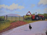 HEDGE CUTTING NEAR KNOCKLAYDE by Gregory Moore at Ross's Online Art Auctions