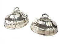 PAIR OF VICTORIAN SILVER PLATED MEAT DISH COVERS at Ross's Online Art Auctions