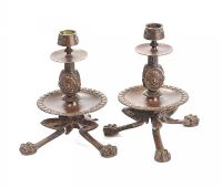 PAIR OF BRONZE CANDLE STICKS at Ross's Online Art Auctions