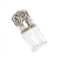 VICTORIAN STERLING SILVER AND GLASS MINIATURE PERFUME BOTTLE at Ross's Online Art Auctions