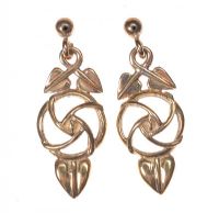 9CT GOLD PIERCED DROP EARRINGS IN THE STYLE OF CHARLES RENNIE MACKINTOSH at Ross's Online Art Auctions