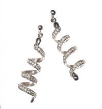 9CT WHITE GOLD AND DIAMOND TWIST EARRINGS at Ross's Online Art Auctions