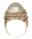 VICTORIAN 9CT GOLD AND ENAMEL POISON RING SET WITH BLISTER PEARL at Ross's Online Art Auctions
