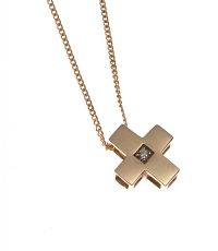 9CT GOLD CROSS PENDANT SET WITH SINGLE DIAMOND at Ross's Online Art Auctions
