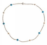 9CT TORQUOISE AND CULTURED PEARL NECKLACE at Ross's Online Art Auctions