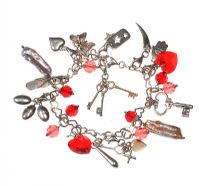 SILVER CHARM BRACELET WITH TINY DIAMONDS at Ross's Online Art Auctions
