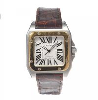 CARTIER 'SANTOS 100' 18CT GOLD AND STAINLESS STEEL AUTOMATIC GENT'S WRIST WATCH at Ross's Online Art Auctions