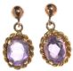 TWO PAIRS OF 9CT GOLD EARRINGS; AMETHYST DROPS AND EMERALD STUDS at Ross's Online Art Auctions