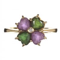 18CT GOLD RING SET WITH DIAMOND, TOURMALINE AND AMETHYST at Ross's Online Art Auctions