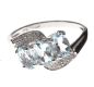 9CT WHITE GOLD DIAMOND AND AQUAMARINE CLUSTER RING at Ross's Online Art Auctions