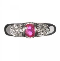 18CT WHITE GOLD RUBY AND DIAMOND RING BY DONNA ORO at Ross's Online Art Auctions