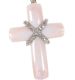 9CT WHITE GOLD DIAMOND AND MOTHER-OF-PEARL CROSS PENDANT AND CHAIN at Ross's Online Art Auctions
