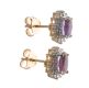 9CT GOLD DIAMOND AND AMETHYST CLUSTER EARRINGS at Ross's Online Art Auctions