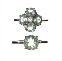 DUO OF SILVER RINGS IN HUES OF GREEN at Ross's Online Art Auctions