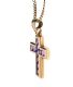 9CT GOLD CROSS PENDANT SET WITH AMETHYST ON A 14CT GOLD curb-link CHAIN at Ross's Online Art Auctions