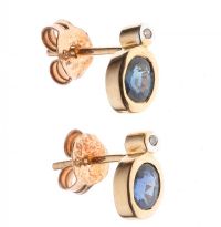 9CT GOLD DIAMOND AND SAPPHIRE STUD EARRINGS at Ross's Online Art Auctions