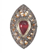 ANTIQUE 9CT GOLD DIAMOND AND RUBY CLUSTER RING at Ross's Online Art Auctions
