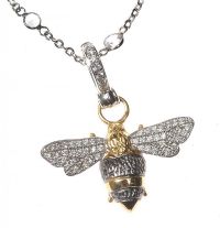 ANNOUSKA 18CT WHITE GOLD GEM-SET BUMBLE BEE AMULET PENDANT AND CHAIN at Ross's Online Art Auctions