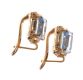 18CT ROSE GOLD EARRINGS SET WITH BLUE TOPAZ at Ross's Online Art Auctions