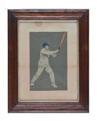 A.C. TAYLOR, 'G.H. HIRST, CRICKETER', COLOURED ENGRAVING at Ross's Online Art Auctions