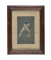 A.C. TAYLOR, 'A. LILLEY, CRICKETER', COLOURED ENGRAVING at Ross's Online Art Auctions