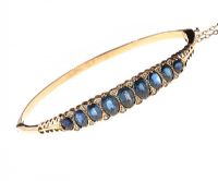 9CT GOLD SAPPHIRE AND DIAMOND BANGLE at Ross's Online Art Auctions