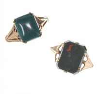 SET OF TWO 9CT GOLD HARDSTONE RINGS at Ross's Online Art Auctions