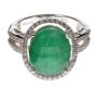 18CT WHITE GOLD EMERALD AND DIAMOND HALO RING at Ross's Online Art Auctions