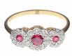 18CT GOLD RUBY AND DIAMOND TRIPLE CLUSTER RING at Ross's Online Art Auctions