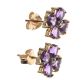 9CT GOLD HEART-CUT AMETHYST AND DIAMOND CLUSTER EARRINGS at Ross's Online Art Auctions